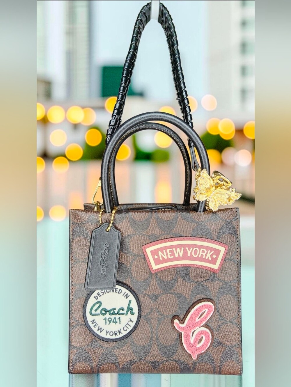 Coach Mini Cally Crossbody In Signature Canvas With Ski Patches (Style No. CE593